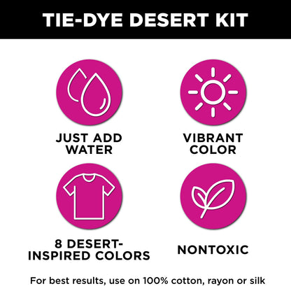 Tulip One-Step Tie-Dye Kit Desert Set, Easy for Beginner Skill Levels, 8 Easy Squeeze, Pre-Filled Bottles, Nature Inspired Wilderness Colors