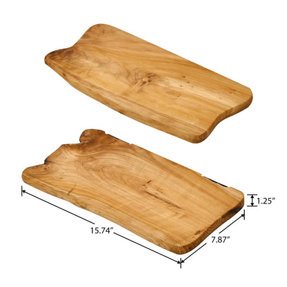 WELLAND 16" Cedar Natural Edge Floating Shelf Set of 2, Rustic Style Wall Shelves