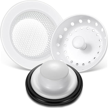 Mudder 3 Pcs Kitchen Sink Drain Strainer and Stopper Stainless Steel Garbage