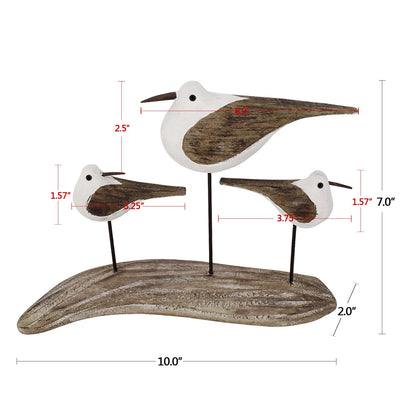 Linfevisi Wooden Seabirds Statue Seagull Decor Indoor Standing Bird Figurine Solid Wood Seagulls Decorations Nautical Coastal Beach Ocean for Home Garden Yard Table 7 Inches Tall