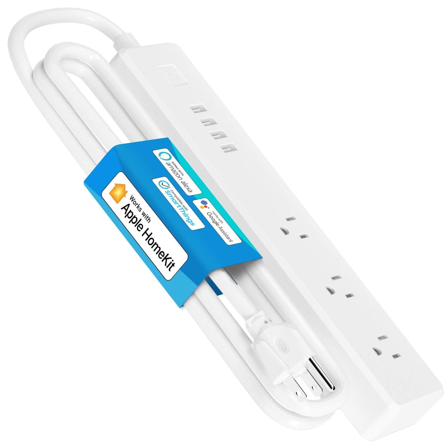 meross Smart Plug Power Strip, WiFi Flat Outlet 15A Compatible with Apple HomeKit, Siri, Alexa, Google Assistant & SmartThings, with 4 AC Outlets & 4 USB Ports, 6 Feet Surge Protector Extender