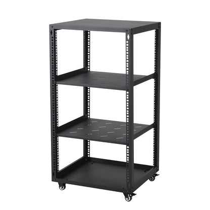 Garvee 20U Network Rack with Casters - Heavy Duty Open Frame Network/Server Rack for IT & AV Gear, Floor Standing or Wall Mounted IT Equipment Cabinet, with 2 PCS 1U Rack Shelves & Mounting