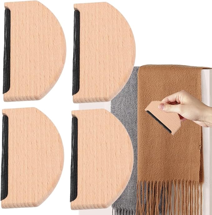 4 Pcs Wooden Sweater Comb Sweater Care Tool Fabric Defuzzer Pilling Shaver