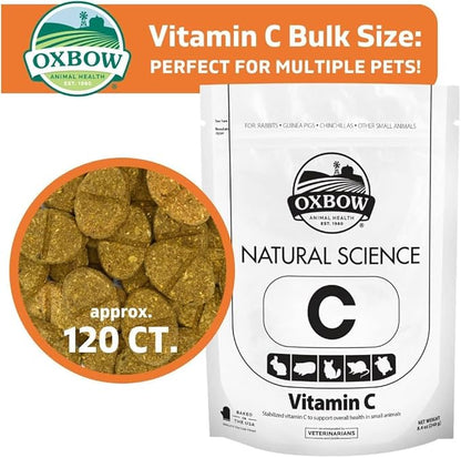 Oxbow Natural Science Vitamin C Tablets for Guinea Pigs, Rabbits & Chinchillas – Daily Immune Support Supplement, Timothy Hay-Based, Veterinarian Recommended, Made in USA, 8.4 oz (2 Pack)