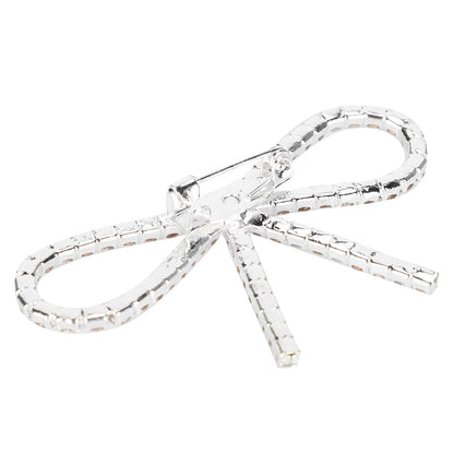 10Pcs Sliver Clear Rhinestone Crystal Bow Brooches Pins Set DIY Wedding Bouquet Broaches Kit