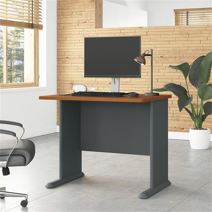 Bush Business Furniture Series A 36W Desk in Natural Cherry and Slate, Compact Workstation for Home or Office, Small Desktop Solution for Limited Workspace