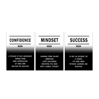 Extra Large 3 Piece Canvas Wall Art Motivational Quotes Decor Confidence Mindset Success Framed Artwork for Conference Room Executive Office Living Room Men Women Teen Gift, 60" W x 28" H