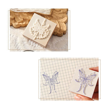 Cliocoo 8pcs Wood Rubber Stamp Set, Butterfly Decorative Stamp Set for Art Craft, Journal, Diary, Scrapbook, Planner, Letter, Card Making M-2 (Butterfly)