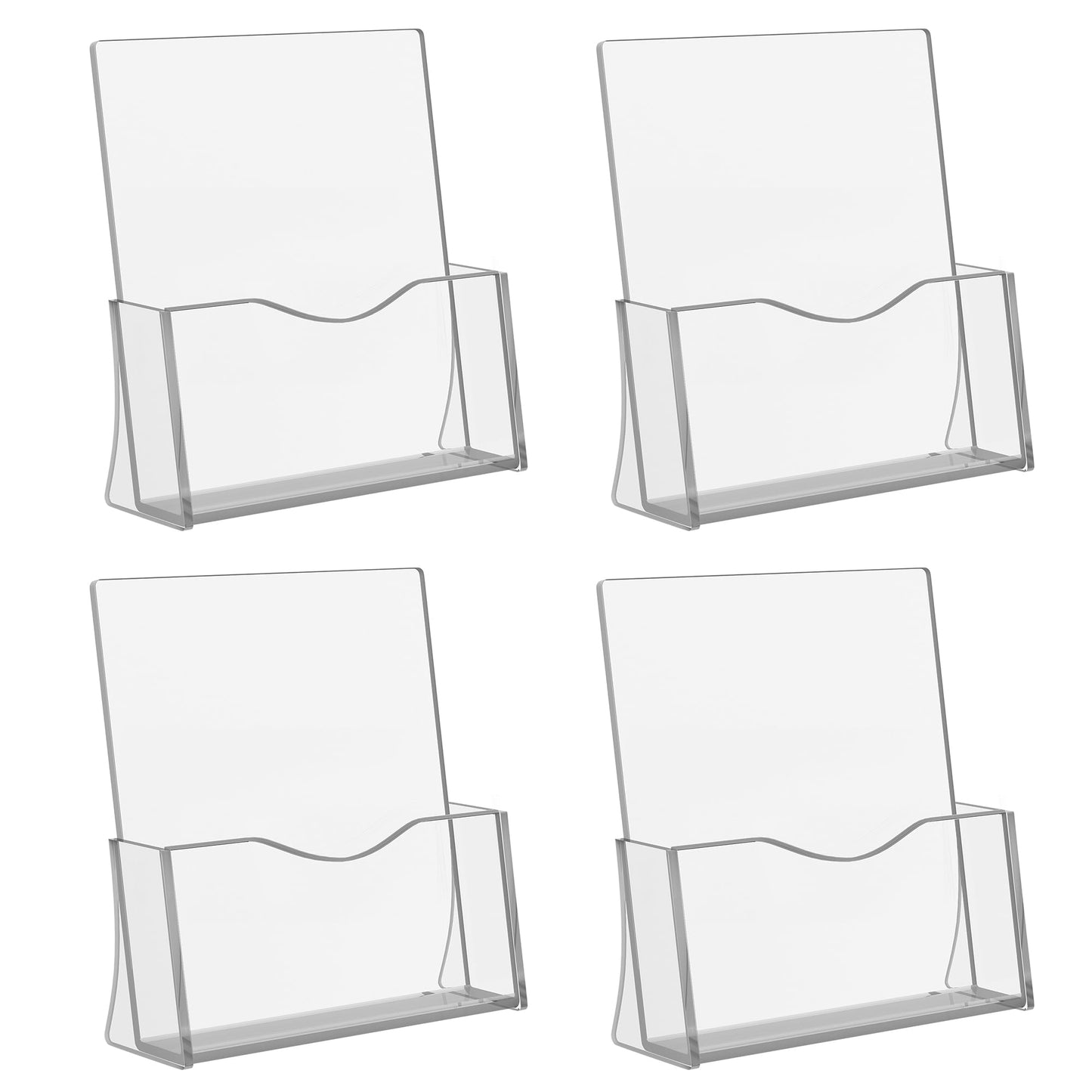 Acrylic Brochure Holder, 8.5 x 11 inches Clear Acrylic Literature Holder Plastic Flyer Display Stand (4 Pack)