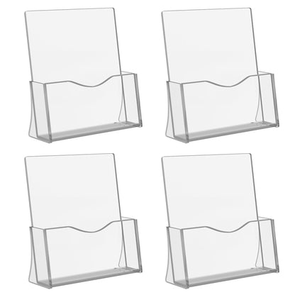 Acrylic Brochure Holder, 8.5 x 11 inches Clear Acrylic Literature Holder Plastic Flyer Display Stand (4 Pack)