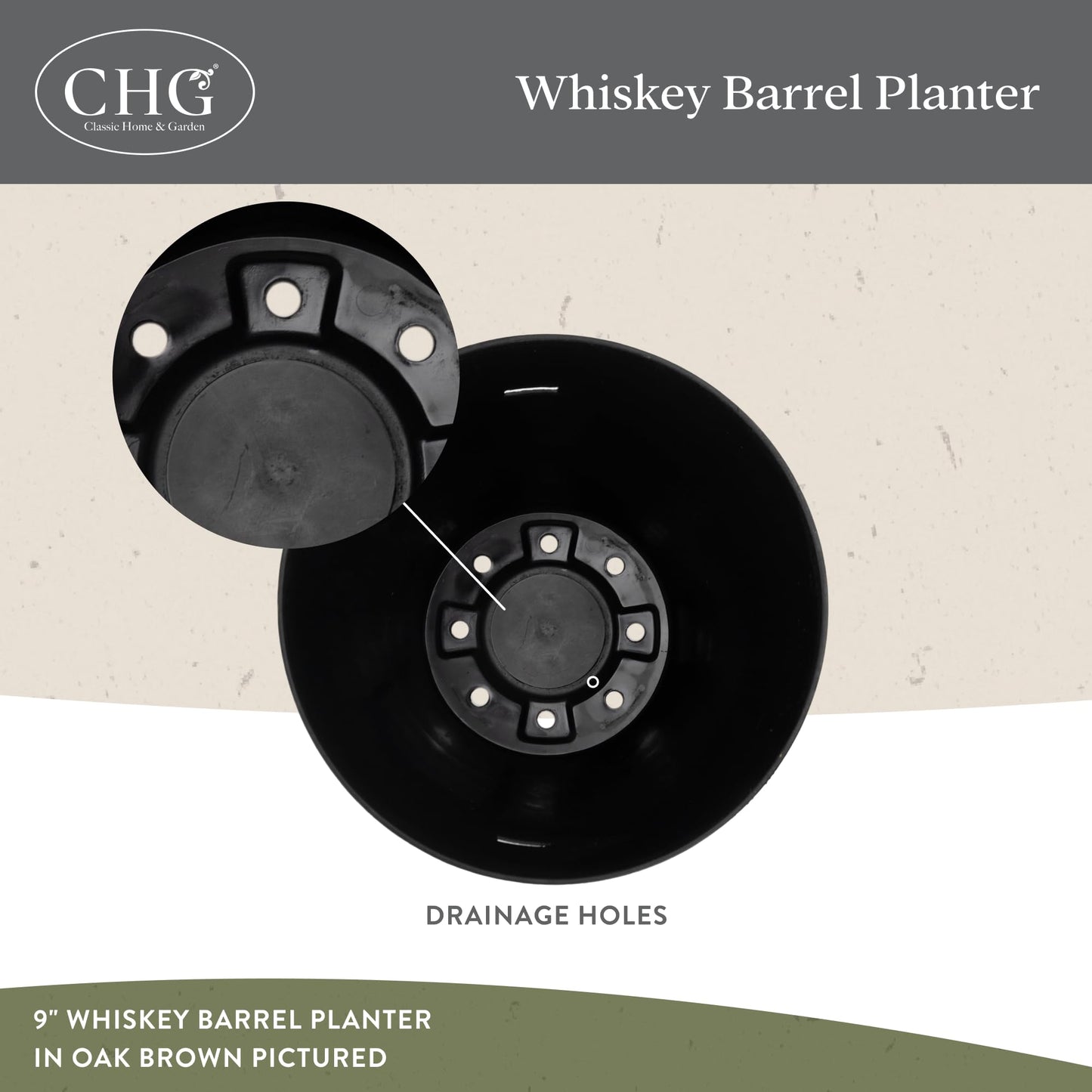 Classic Home and Garden by Growscape 5/800/3 Wood Barrel Set of 3 Planters, Acacia