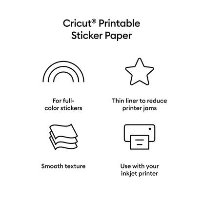 Cricut Sticker Paper (50 White Sheets, 8.5x11), Printable Stickers For Inkjet Printers - Works with Joy Xtra, Explore, & Maker Machines
