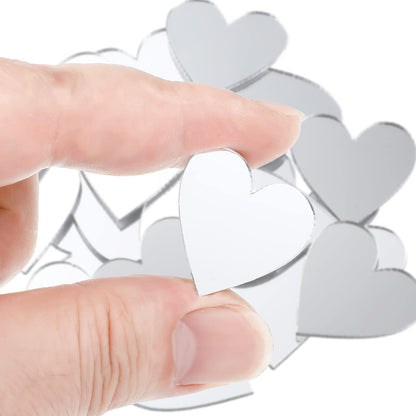 Jetec 100 Pcs Heart Shaped Mirror Tiles, Tiny Mirrors for Crafts, DIY Mosaic Small Circle Mini Mirror Tiles for Arts and Crafts Projects, Traveling, Framing, Room Home Decor(2 Inch)