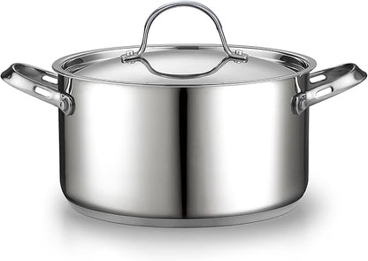 Cooks Standard Classic 6 Quart Stock Pot with Lid, Stainless Steel Dutch Oven