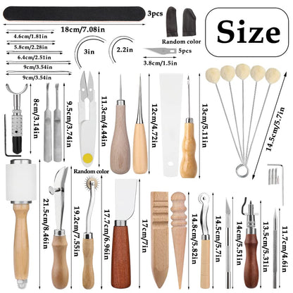 Leather Craft Tools, 60 Pieces Leather Working Tools and Supplies with Storage Bag Cutting Mat Prong Punch Groover Edge Creaser Stamping Carving Knife Awl Hammer for Craft Making DIY Sewing