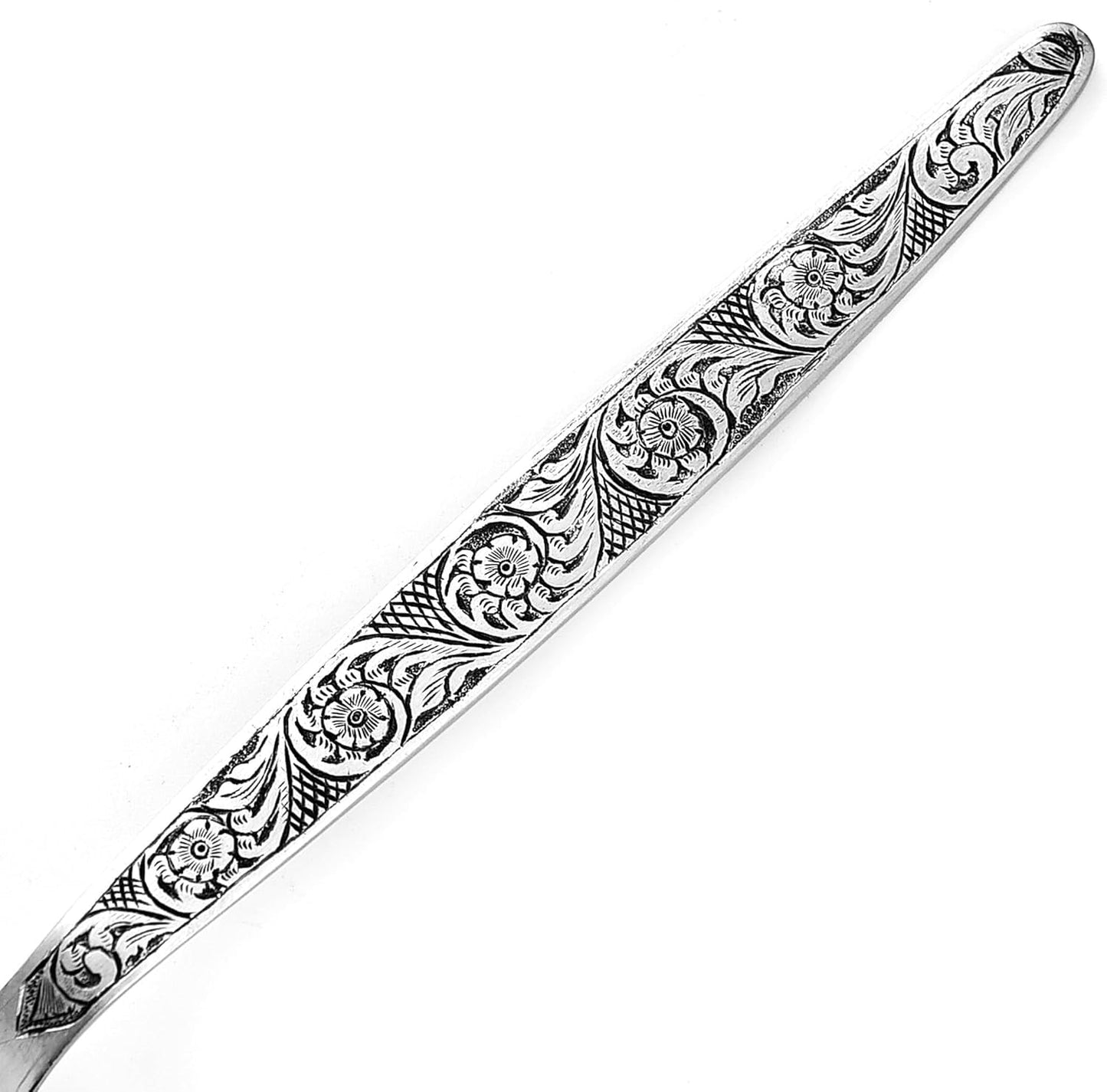 BNAZIND Chef Kunz Chisel Engraving Spoon | 9 inch 2.5 Tbsp18/10 Stainless Steel Serving Spoon | Basting Quenelle Cooking Plating Dinner Chef Spoons (Chisel Engraving)