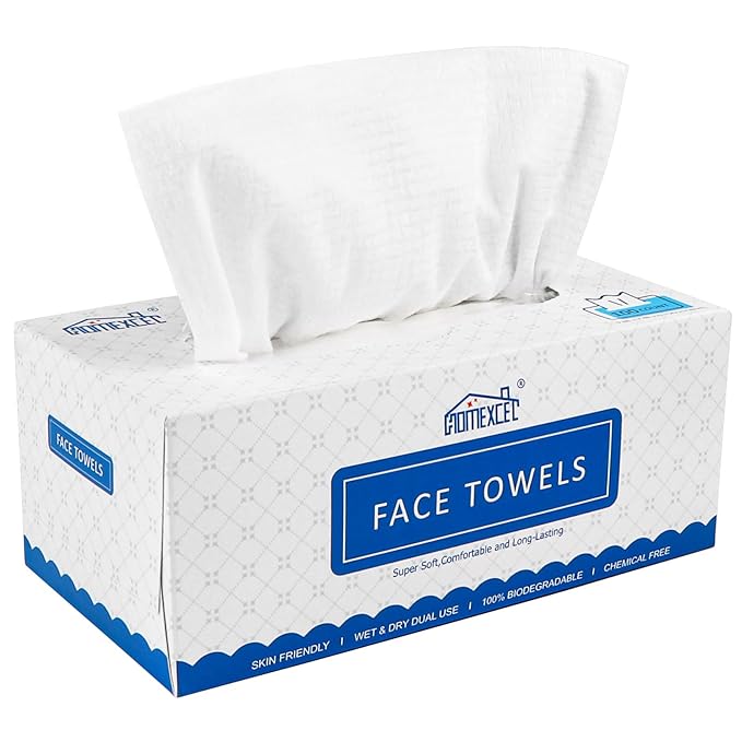 HOMEXCEL Face Towels, Disposable Face Towelette, Biodegradable Makeup Remover