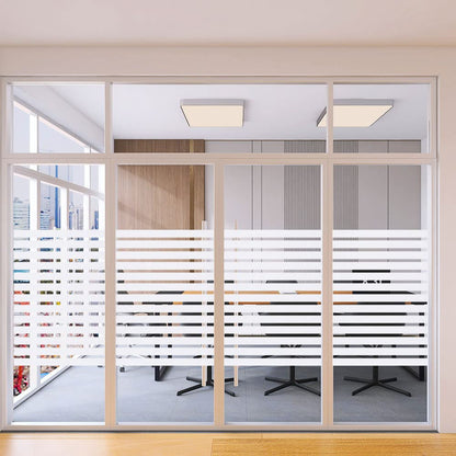 2/4 Stripe Frosted Window Film, Privacy Glass Window Sticker, Vinyl Decorative Window Decals, UV Protection Static Clings No-Glue Removable Window Film for Home Office Meeting Room(35.4 x 78.7 inch)