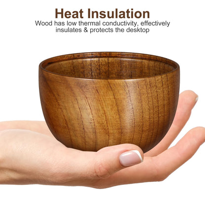 Luxshiny Miso Soup Bowls with Lid Set of 2: Wooden Soup Bowls for Home Kitchen Restaurant - 3.93x3.54x3.54inch