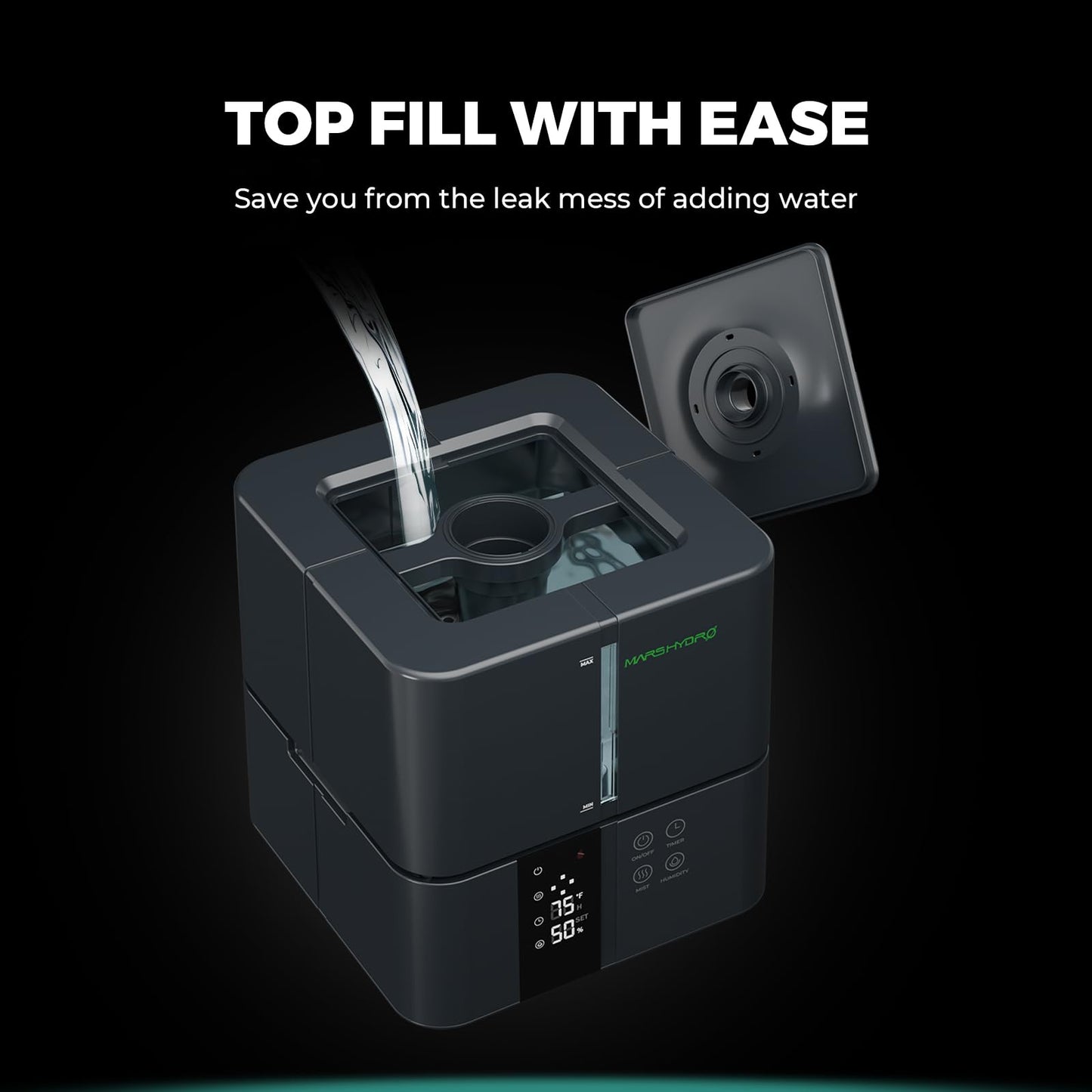 MARS HYDRO Plant Humidifier 5L,with Adjustable Humidity,Timer Function,Ultrasonic Precise and Silent Operation,No-Leak Seal for Grow Tent,Indoor Planting,Greenhouse,Bedroom