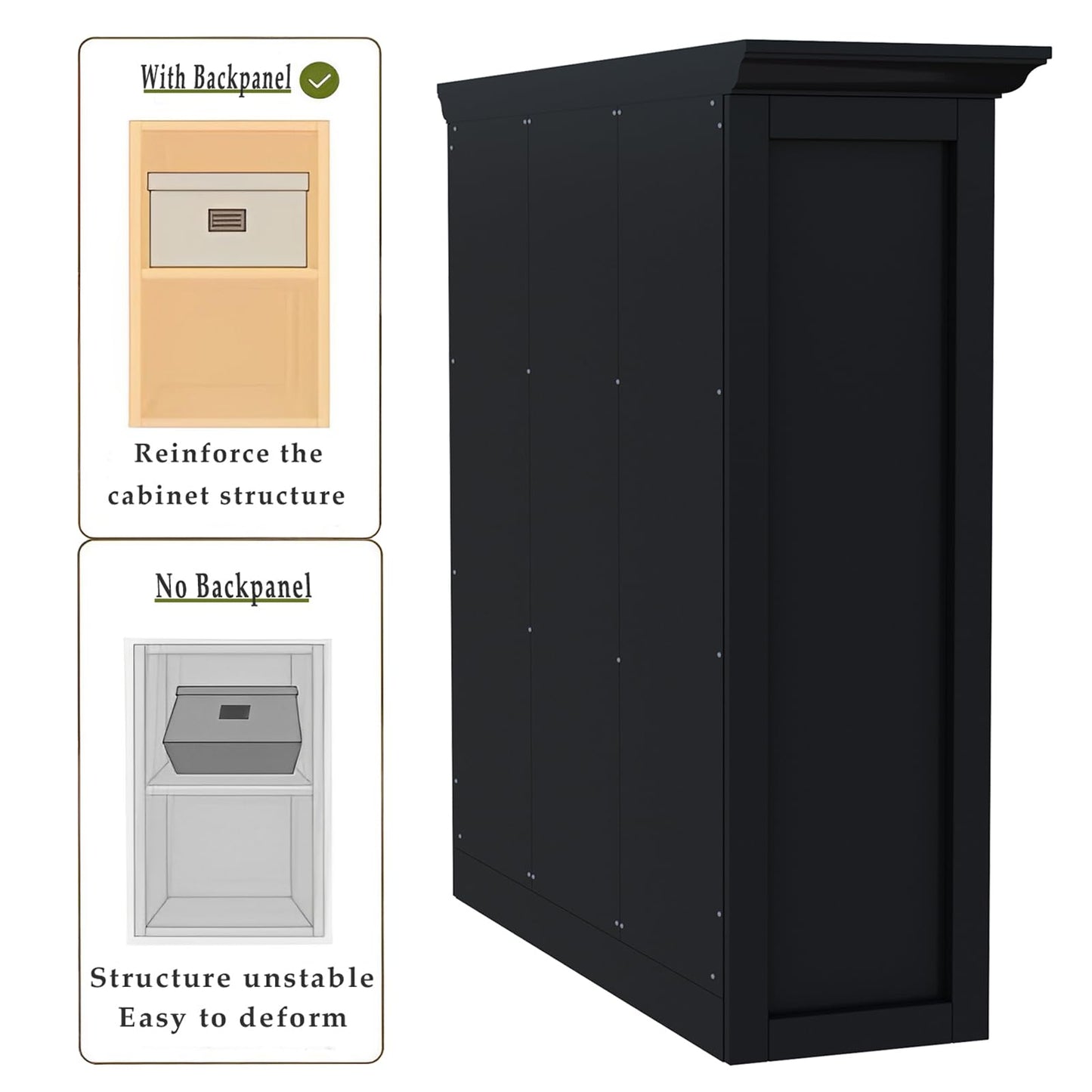 OSCHF Cube Storage Bookcase with Base - Wooden 3 Tiers Floor Standing Open Shelf Cabinet for Home and Office, 9-Cube Lattice Bookshelf, Black