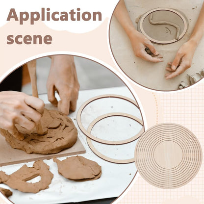 UNICRAFTALE About 11Pcs Ceramics Plate Forming Molds Flat Round Pottery Tools Wooden Concentric Geometric Figure Rail Set Clay Molds Dish Slump Mold for DIY Blank Modeling 25-35cm Diameter