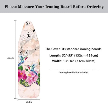GLENLCWE Blue Hummingbird Hibiscus Music Note Ironing Board Cover Full Size