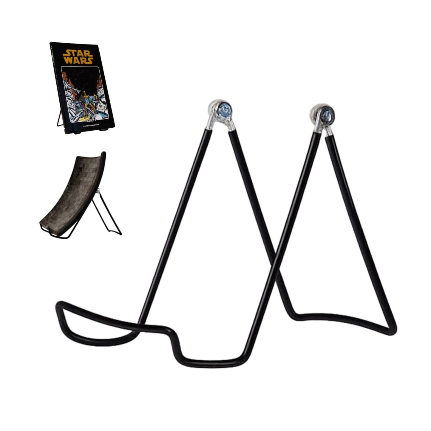 KINGDOM SOLUTIONS MADE IN USA 12-Pack Adjustable Black Metal Easels - Book Stand - Sturdy Plate Stand for Art, Pictures, Books, Frames - Unique on the Market
