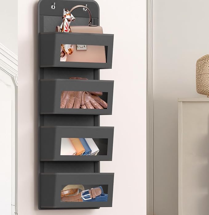 Simple Houseware 4 Clear Window Pocket Over Closet Door Storage Hanging