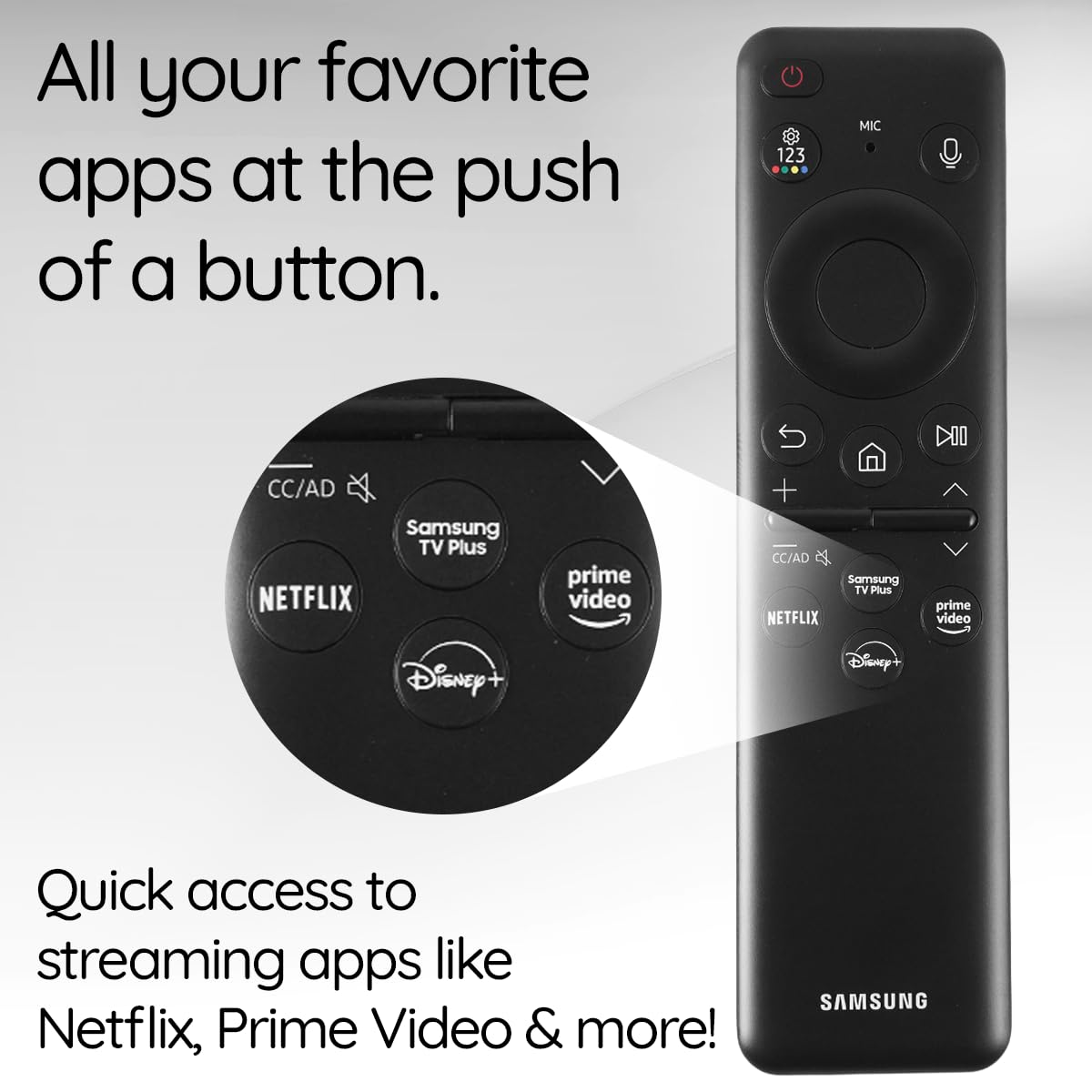 Ceybo Original Solar Voice Remote Control Replacement with YouTube Netflix Shortcut for Samsung Smart TVs, Compatible with Neo QLED 8K, QLED (BN59-01480A)