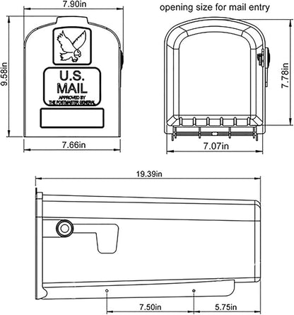 Architectural Mailboxes Parsons Plastic Post Mount Mailbox, Compatibility Code A, PL10W0AM, White, Medium Capacity, 1 Count (Pack of 1) | Durable plastic build with weather-resistant outdoor construction. USPS approved.