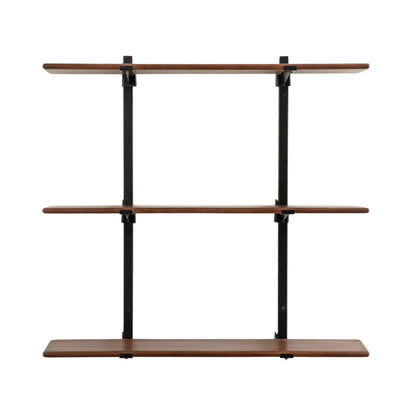 Kate and Laurel Atwood Three-Tiered Adjustable Mango Wood Wall Shelf, 32 x 10 x 30, Walnut Brown and Black, Modular Shelving Unit and Wall Organizer for Entryway Storage or Living Room Display Shelves