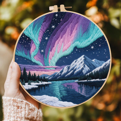 ACRNIGHEET 6Pcs Embroidery Kit for Beginners Adults, Complete Cross Stitch Kits, Landscape Embroidery Kit for Home Decor and DIY Craft Projects, Great Gift for Embroidery Lovers
