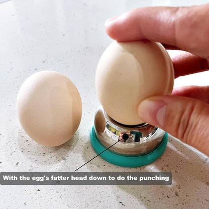 Jawbush Stainless Steel Egg Piercer for Hard Boiled Eggs - Heavy Duty Egg Hole Puncher with Safety Retractable Pin & Non-Slip Base, Prevent Cracking & Easy Peel Tool for Meal Prep, Keto & Bento, Blue