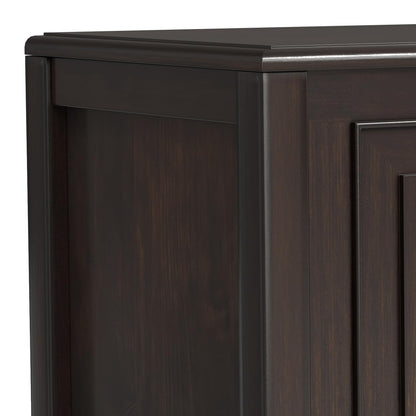 SIMPLIHOME Connaught Storage Bench - 36 inch Wide Solid Wood Small Trunk Bench in Chestnut Brown, Traditional Bench for Entryway with Lift-Up Lid and Dual Hidden Compartments