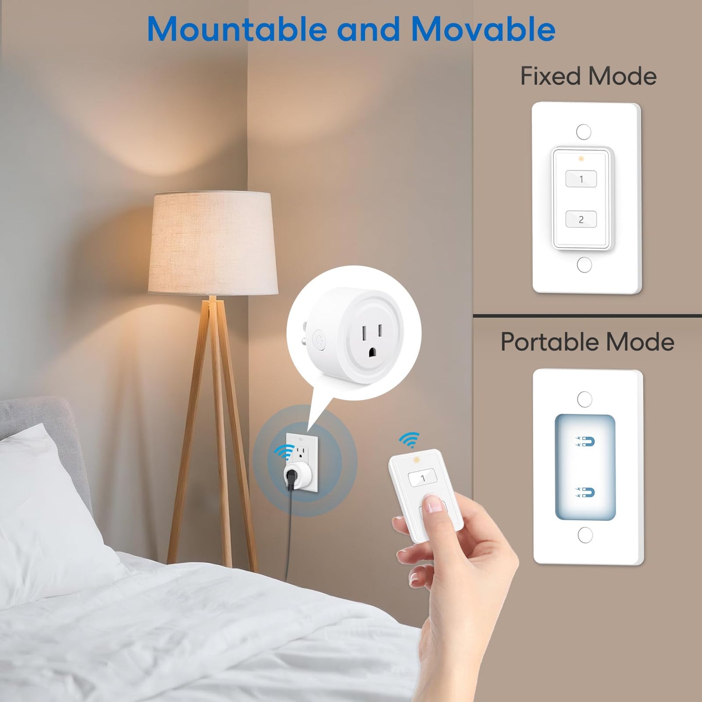 LoraTap 656ft Wireless Wall-Switch: Remote Control Outlet 3 Pack — Lights & Small Appliances — No Wiring —1 Remote for 3 Plugs