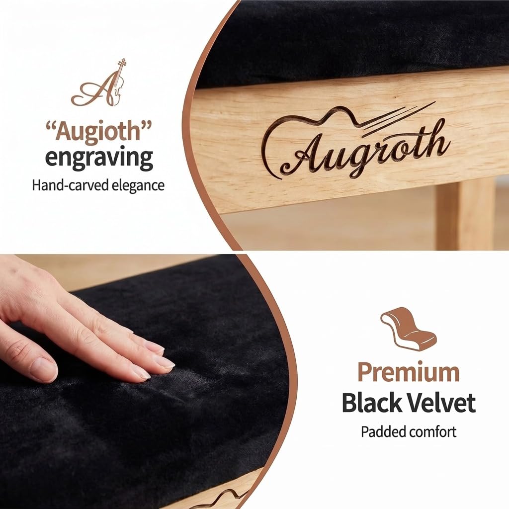 Augioth Solid Wood Piano Stool, Beech Piano Bench with Storage, Non-Composite Wood Board Piano Bench, Solid Wooden Keyboard Bench Piano Bookcase Stool Chair（Burlywood）