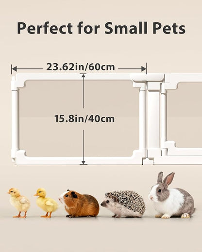 BUCATSTATE Acrylic Guinea Pig Cages 15.8"H, 7.8 sq ft Large Guinea Pig Playpen, Tool-Free Rabbit Cage Indoor, Small Animal Playpen with Door for Bunny, Piggies, Chicks (47"L x 24"W x 16"H, 6 Panels)