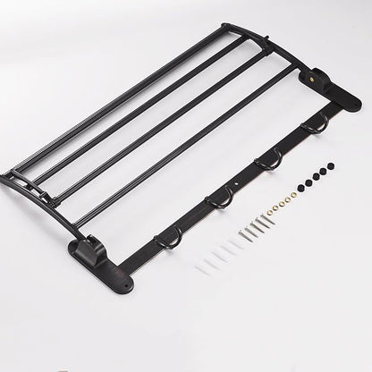BESy 24 Inch Oil Rubbed Bronze Towel Racks, Bathroom Towel Shelf with Foldable Towel Bar Holder and Towel Hooks, Wall Mounted Multifunctional Bathroom Accessories, Double Towel Bars