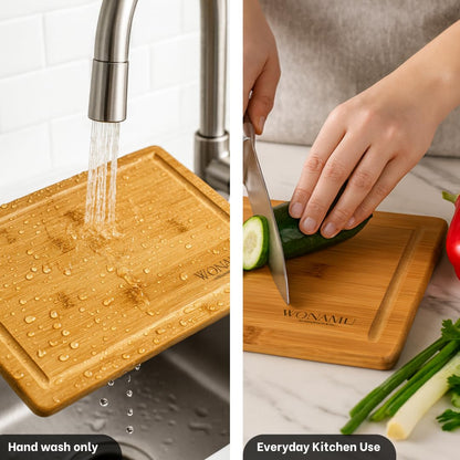 WONAMU Small Bamboo Cutting Board Non Toxic – Lightweight, Durable, Perfect For Charcuterie, Serving Snacks, And Everyday Kitchen Use – Eco-Friendly Kitchen Items And Versatile Wooden Tray