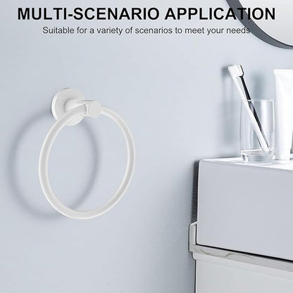 SetSail Towel Holder for Bathroom Wall White Towel Ring Screw-in Hand Towel