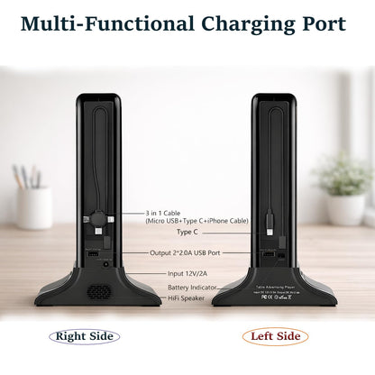 LCD Digital Signage Displayled for Businesses, Electronic Menu Board Double Touch Screen with WiFi Connection,Advertising Display High-Capacity Portable Charging for Bars, Hotels, Public Areas (Black)