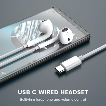 Type C Earphones for iPhone 15 15 Pro 15 Pro Max 16 16 Pro 16 Pro Max 17 17 Pro 17 Pro MaxHeadphones Wired, Stereo in Ear Earbuds Compatible with Most Type C Jack Devices Smartphones.