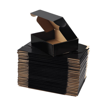 Hoikwo 25 Pack 7x5x2 Shipping Boxes for Small Business, Black Packaging Cardboard Boxes, Moving Mailing Packing Box