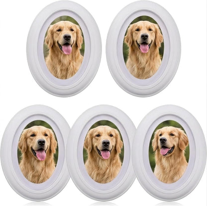 ABOOFAN 5 Pack Oval Picture Frame 5x7, Wooden Oval Photo Frame for Wall Decor, Timeless White Design for Family Portraits, Wedding Baby Photos, Easy to Hang with Seamless Nail and Hook