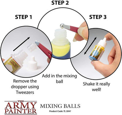 The Army Painter Paint Mixing Balls - Rust-Proof Stainless Steel Mixing Ball Ideal for Model Paint Mixer Bottle. 100 PCS Stainless Steel Mixing Paint Agitator Balls x 5.5mm/apr. 0.22” Paint Balls