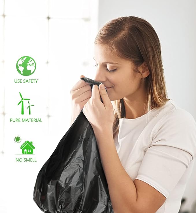 Teivio 4 Gallon 200 Counts Strong Trash Bags Garbage Bags, Bathroom Trash Can