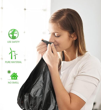 Teivio 7 Gallon 120 Counts Medium Black Garbage Bags fit 6 Gal, 7 Gal Trash Bags