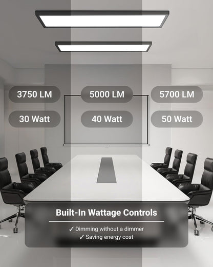 Sunco 2 Pack 1x4 LED Flat Panel Light, Dual Selectable CCT 3500K/4000K/5000K & Selectable Wattage 30W/40W/46W, 5700LM, 0-10V Dimming, Matte Black Drop Ceiling Fixture - ETL, DLC