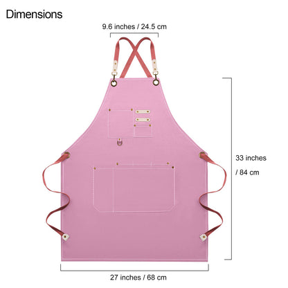 Dulabi Apron, Adjustable Chef Apron for Women and Men with Large Pockets, Cooking Kitchen Apron with Back Straps